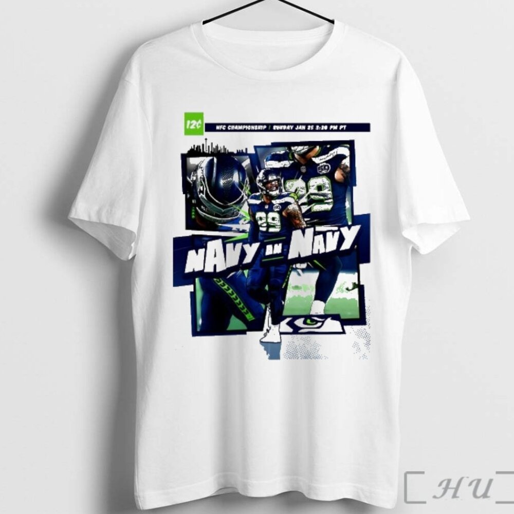 Navy On Navy Seattle Seahawks 2026 Nfc Championship Game Comic Premium T Shir166